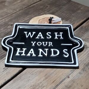 HEARTH & HAND METAL WASH YOUR HANDS WALL FARMHOUSE SIGN